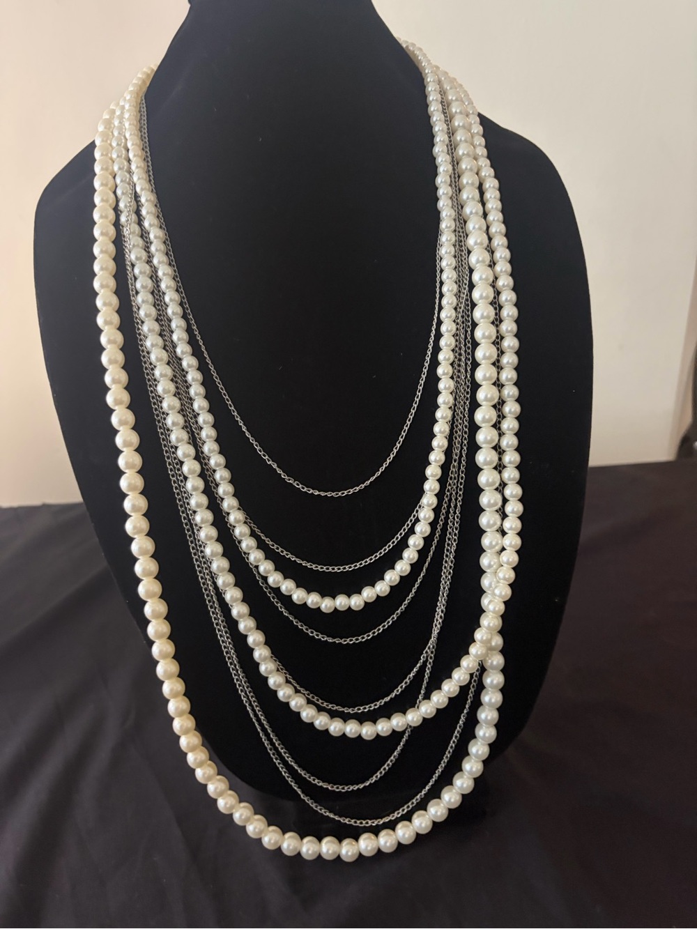 🤍 STUNNING Multi-Strand Pearl Statement Necklace — 7 Layers! 🤍